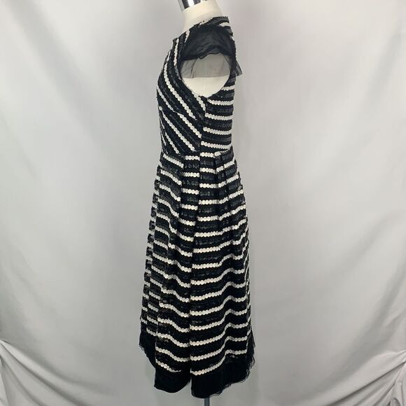 Eva Franco black white circles striped midi dress - Picture 4 of 8